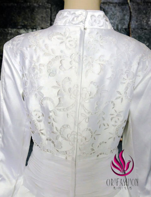 Orifashion HandmadeReal Custom Made Modest Mikado Wedding Dress